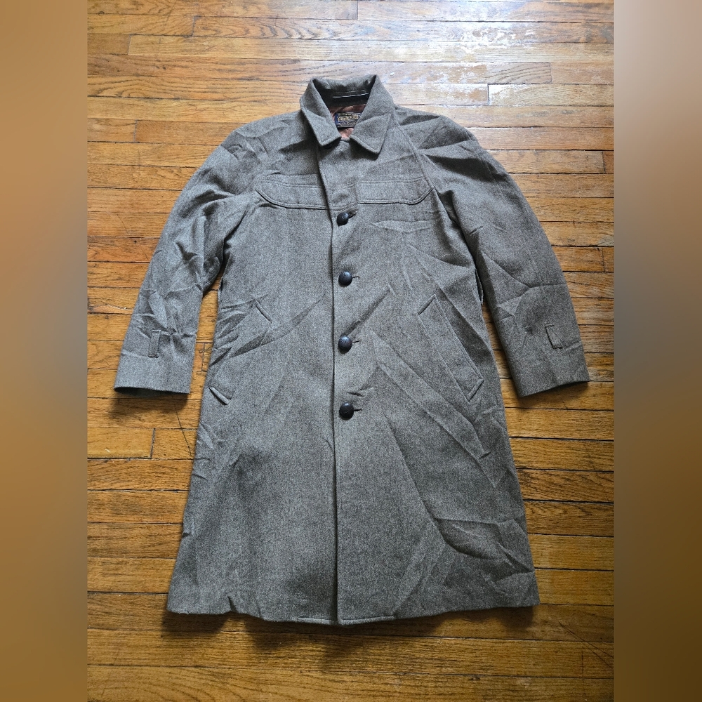 vtg 60/70s Pendleton 40 M Grey Wool Mac Trenchcoat Jacket Made in USA